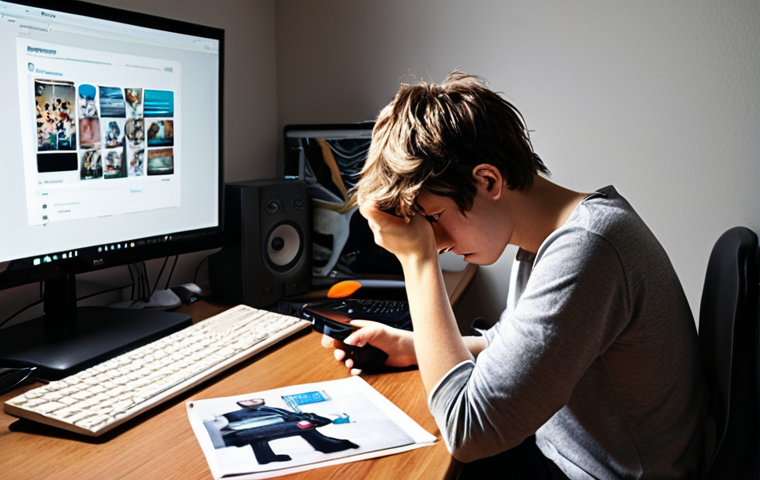 ** A person struggling with procrastination, overwhelmed by a messy desk and distractions like a TV remote and social media notifications on a phone. The scene should convey a sense of being lost and unable to focus on studying.
**